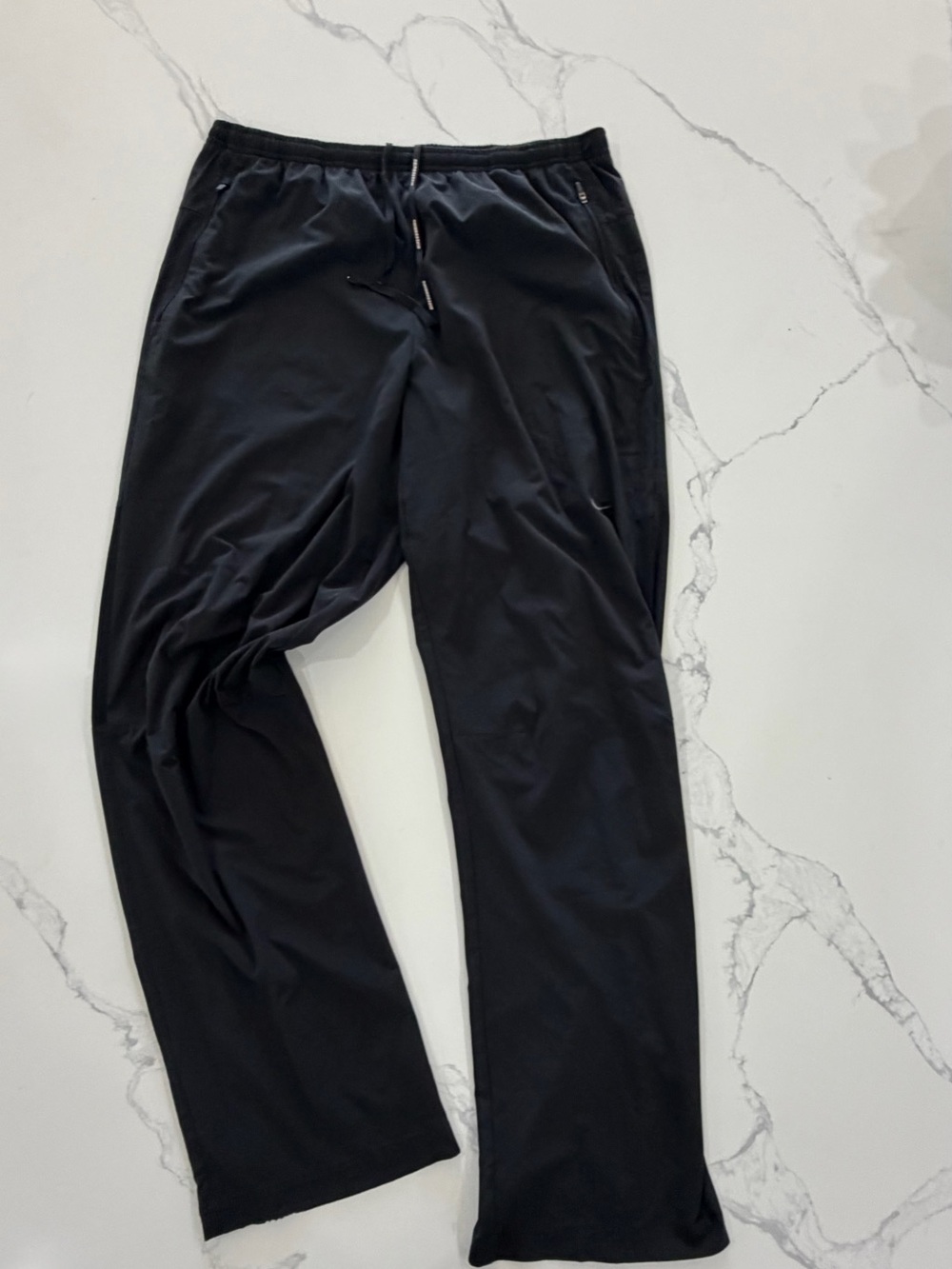 Nike Men's Medium Black Dri-FIT Woven Running Track Pants Ankle Zip Pockets